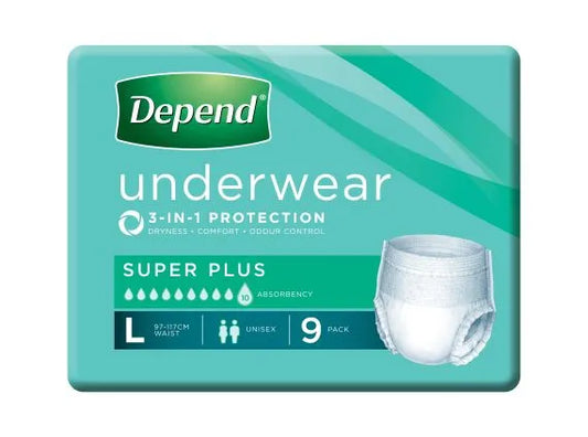 DEPEND Underwear Super Plus 3in1 Large (9 Pack)