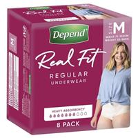 Depend Real Fit Regular Underwear for Women 8 pack Medium