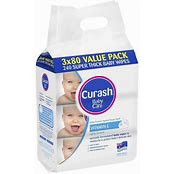 Curash Baby Wipes Moisturising Vitamin E 3 x 80 Value Packs Soap Free Babycare